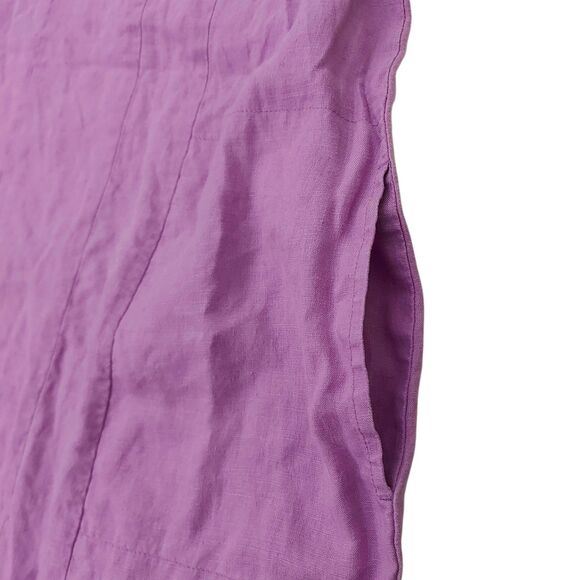 J Jill Love Linen Dress Womens Large Lilac Short Sleeve V-Neck Beach Coastal - Picture 4 of 11